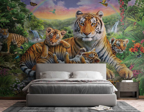 Group of tigers lying in a river Group of tigers lying in a river
