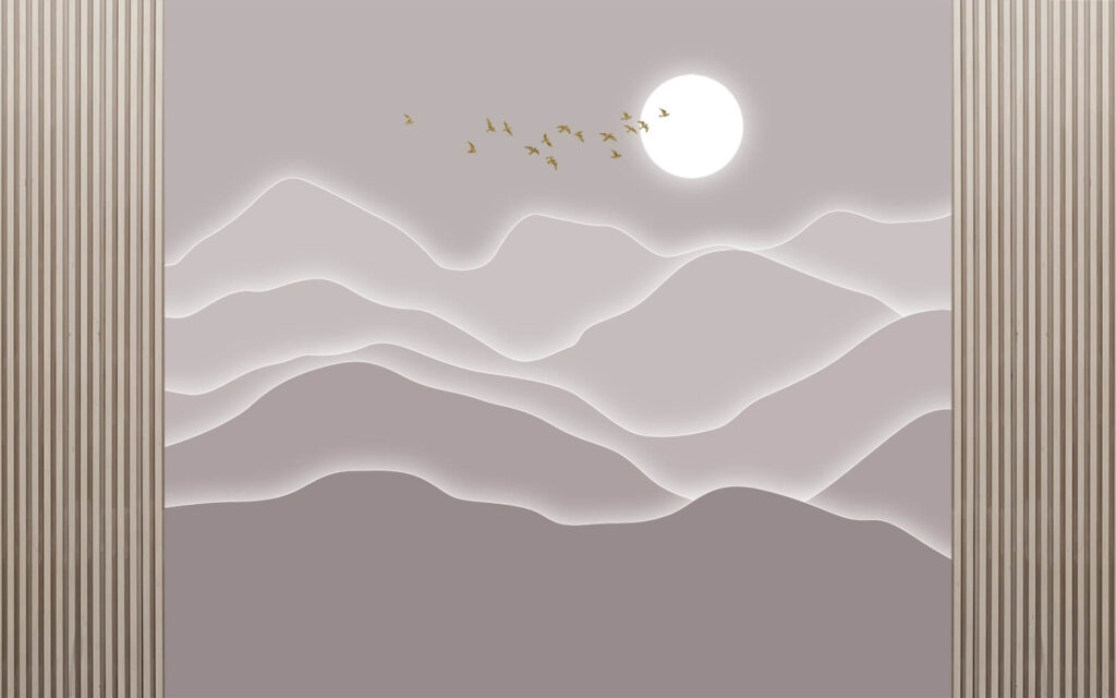 Group of birds flying over mountains Group of birds flying over mountains