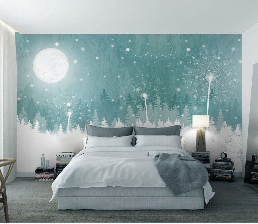 Moon over a snowy forest Moon over a snowy forest