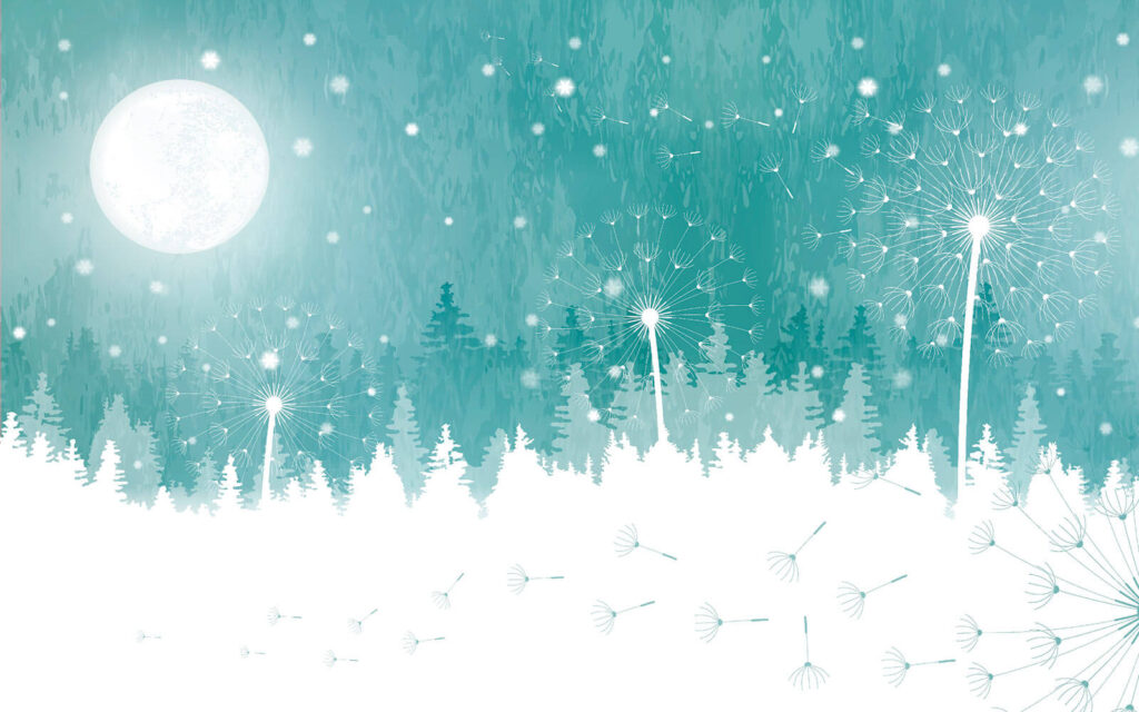 Moon over a snowy forest Moon over a snowy forest