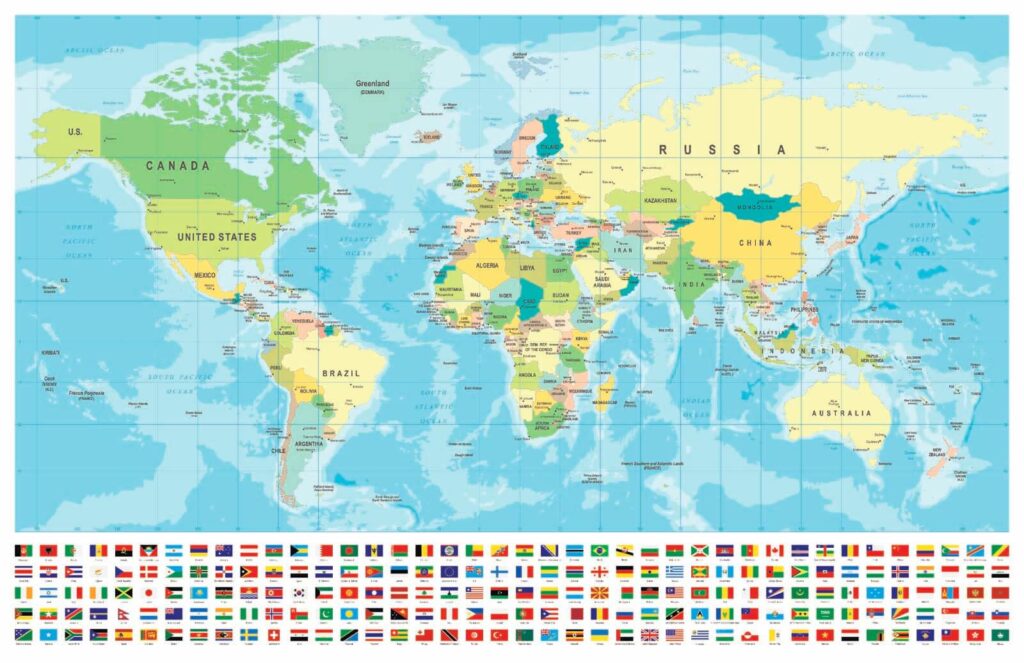 Map of the world with different flags Map of the world with different flags
