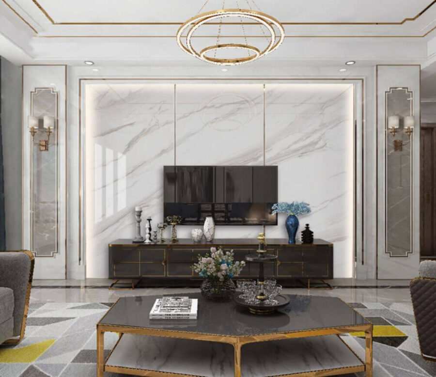 White marble with brown veins