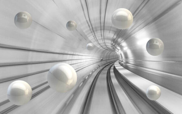 White balls in a tunnel White balls in a tunnel