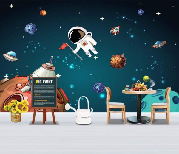 Cartoon space scene with planets and stars Cartoon space scene with planets and stars
