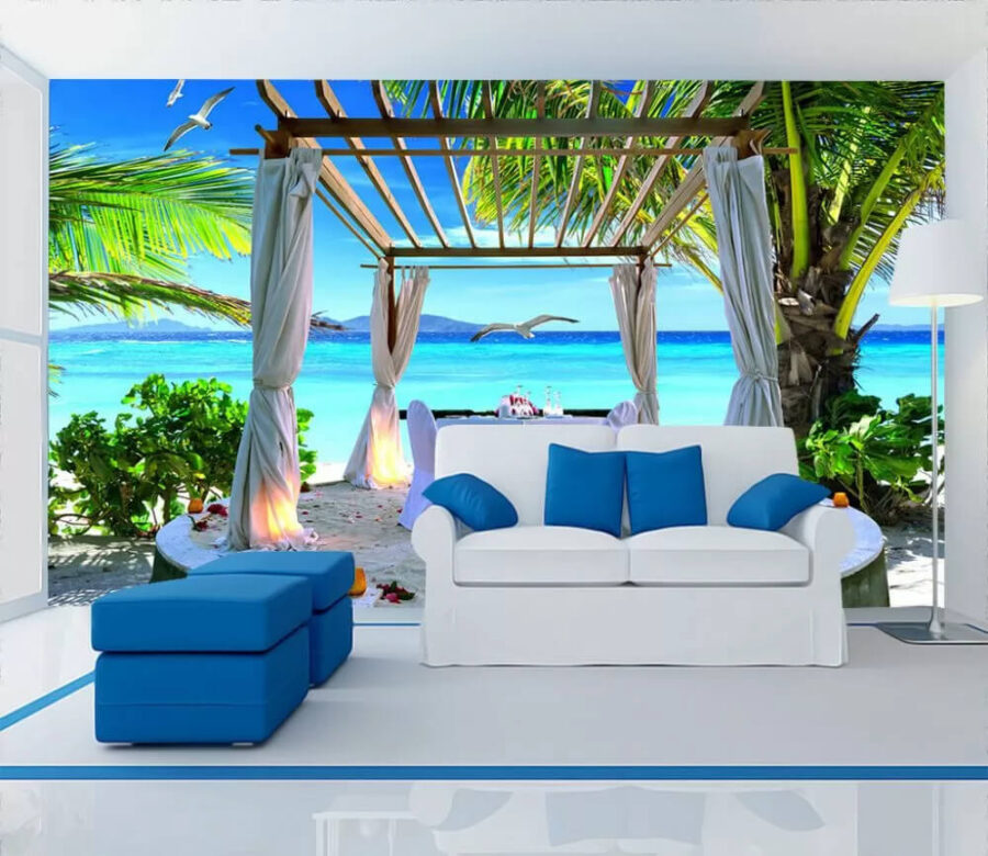 Table set up on a beach