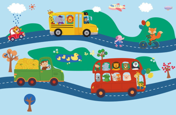 Group of cartoon buses u13263p 600x393 - Group of cartoon buses