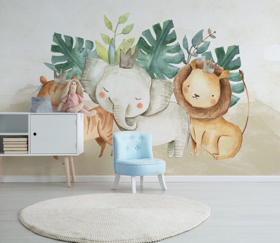 Wall murals Group of animals with crowns