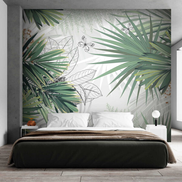 Tropical foliage with delicate butterflies. Tropical foliage with delicate butterflies.