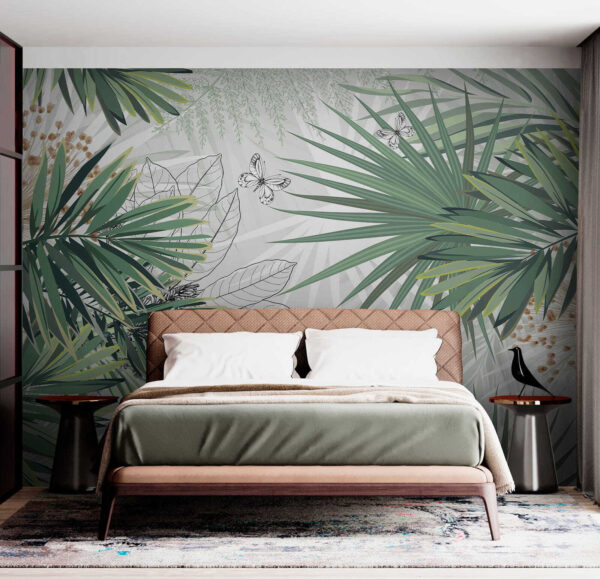 Tropical foliage with delicate butterflies. Tropical foliage with delicate butterflies.