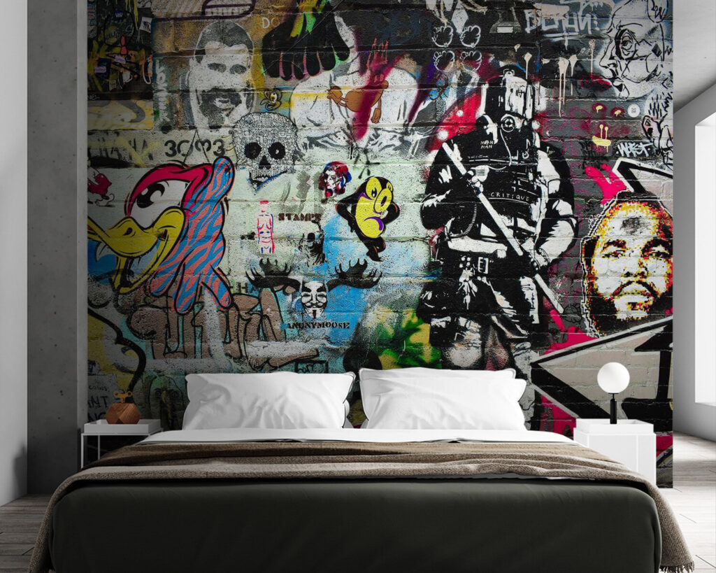 Wall with graffiti on it