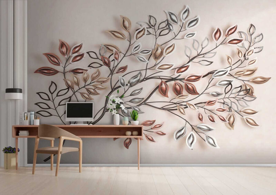 Metal tree with leaves