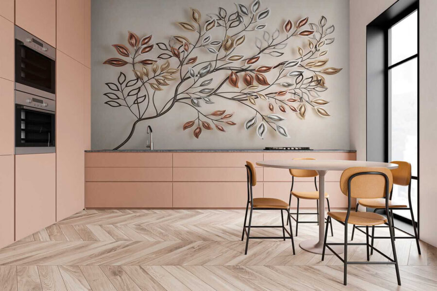 Metal tree with leaves