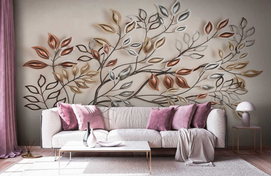 Metal tree with leaves