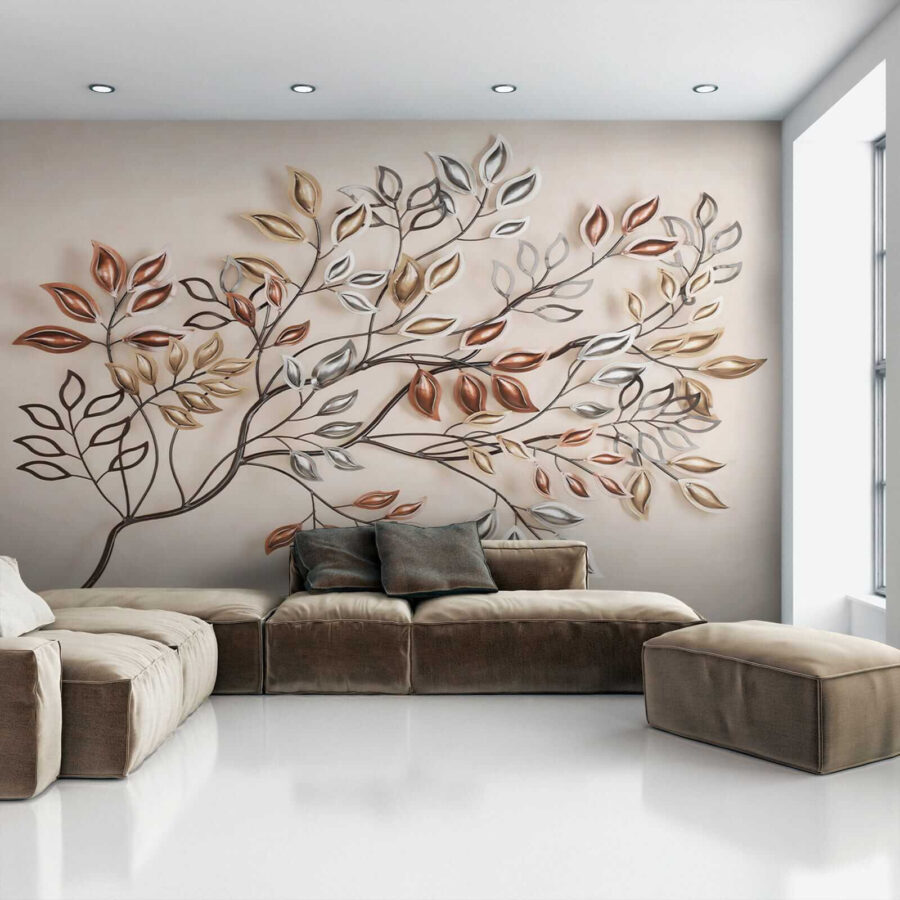 Metal tree with leaves