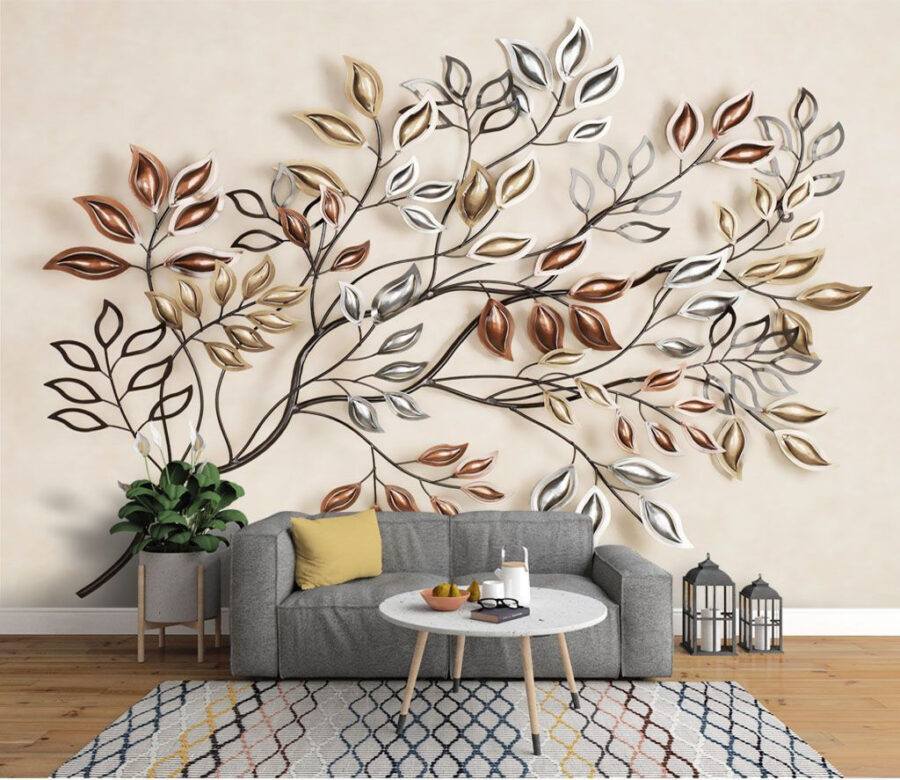 Metal tree with leaves