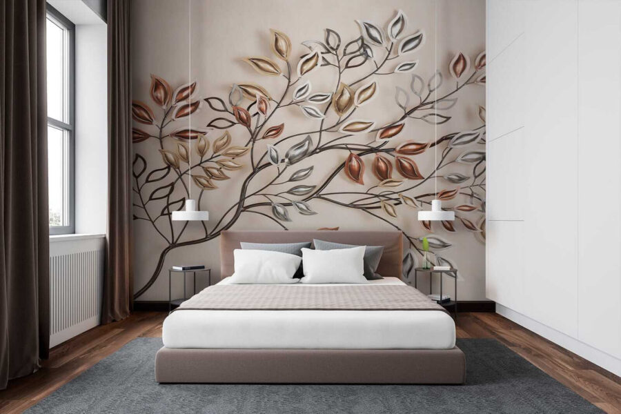 Metal tree with leaves
