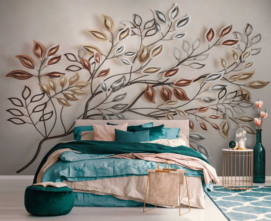 Metal tree with leaves