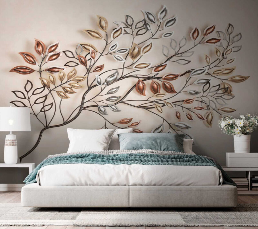 Metal tree with leaves