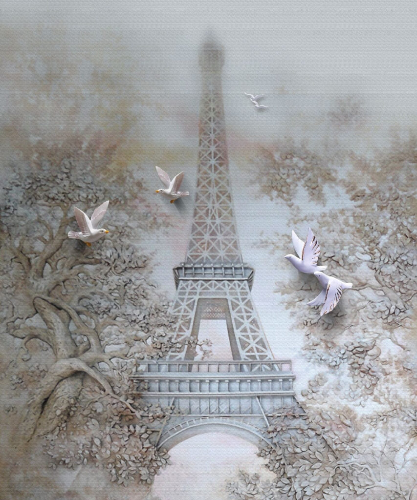 Birds flying over a tower Birds flying over a tower