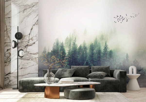 Wall murals Birds flying over a forest (SKU: u10882) Wall murals Wall murals Birds flying over a forest (SKU: u10882)