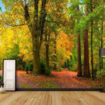 Wall murals Path with trees and leaves on it