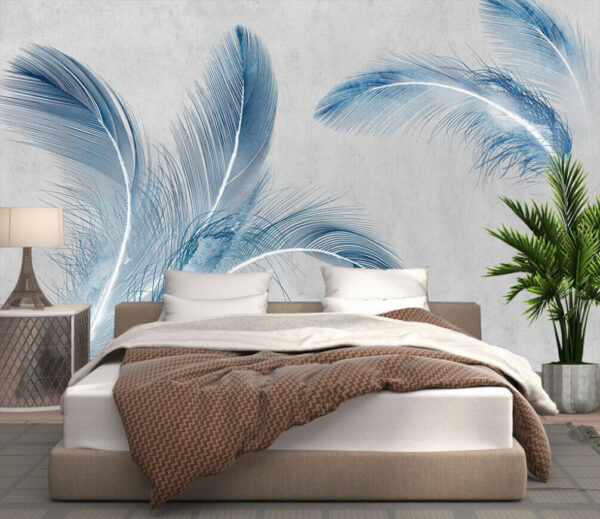 Wall murals Group of blue feathers (SKU: u08469) Wall murals Wall murals Group of blue feathers (SKU: u08469)