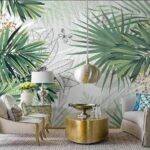Wall murals Tropical foliage with delicate butterflies