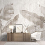 Wall murals Elegant botanical leaf design in neutral tones
