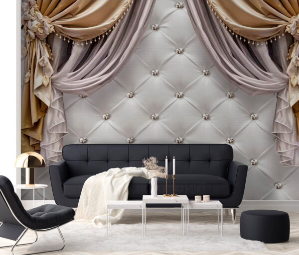 Elegant drapes with decorative accents Elegant drapes with decorative accents