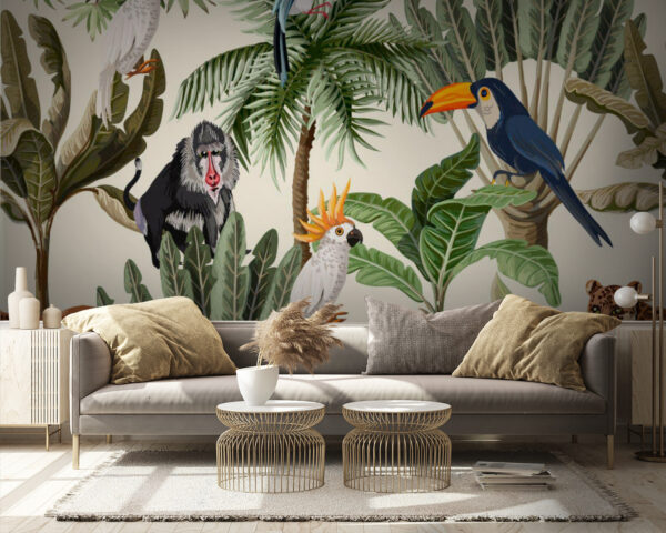 Pattern of tropical plants and birds Pattern of tropical plants and birds