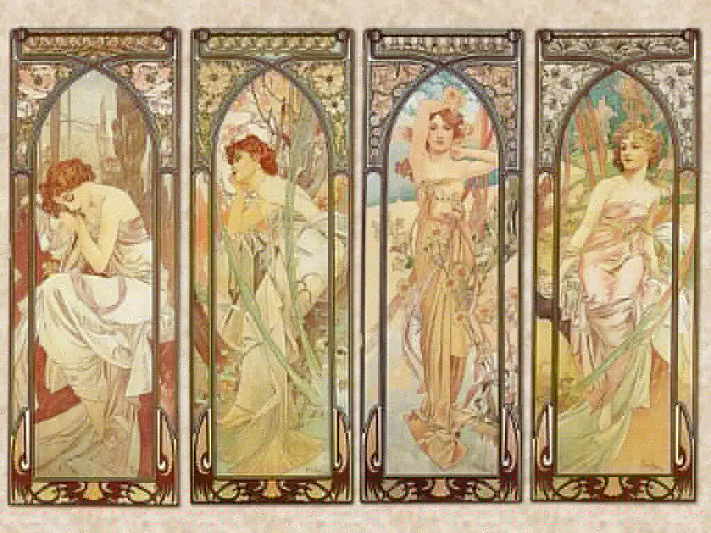 Group of women in art nouveau style Group of women in art nouveau style