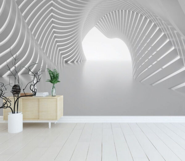 White tunnel with curved lines White tunnel with curved lines