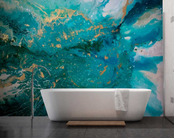 Turquoise waves clash in artistic chaos Turquoise waves clash in artistic chaos