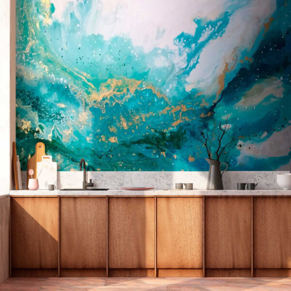 Turquoise waves clash in artistic chaos Turquoise waves clash in artistic chaos