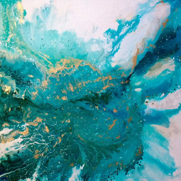 Turquoise waves clash in artistic chaos Turquoise waves clash in artistic chaos