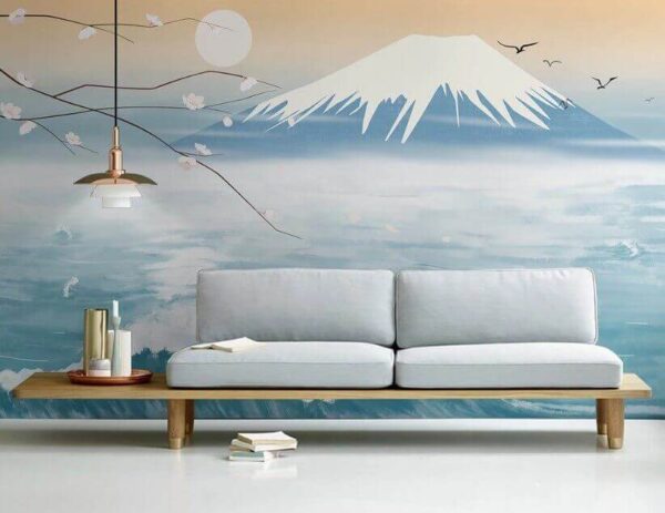 Mountain with waves and a bird flying Mountain with waves and a bird flying