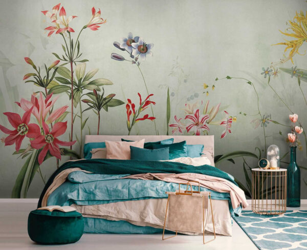 Vibrant flowers in soft green hues. Vibrant flowers in soft green hues.