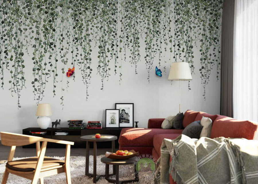 Butterfly and vines with leaves