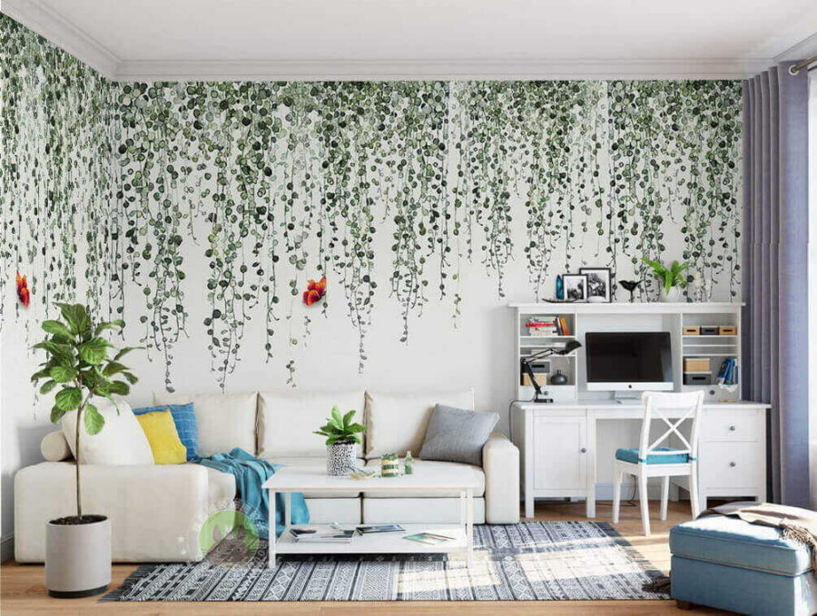 Butterfly and vines with leaves