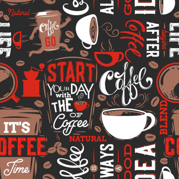 Pattern of coffee cups and coffee beans Pattern of coffee cups and coffee beans