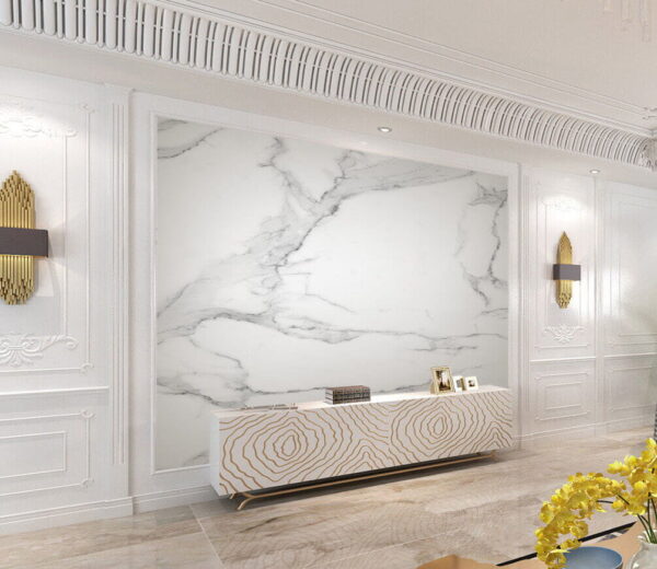 White marble surface with black veins White marble surface with black veins