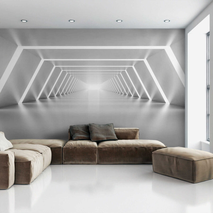 A white room with lights