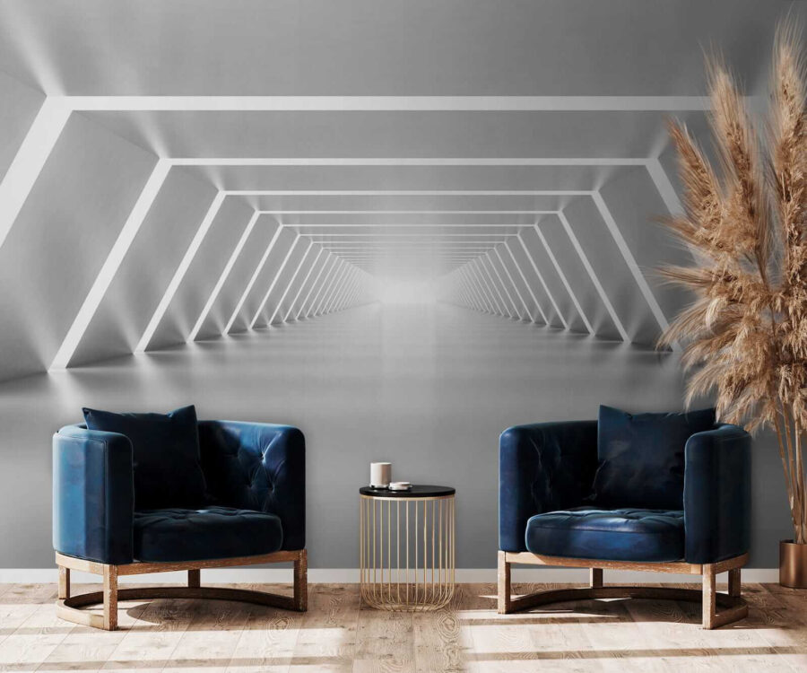 A white room with lights