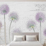 Wall murals Painting of purple flowers