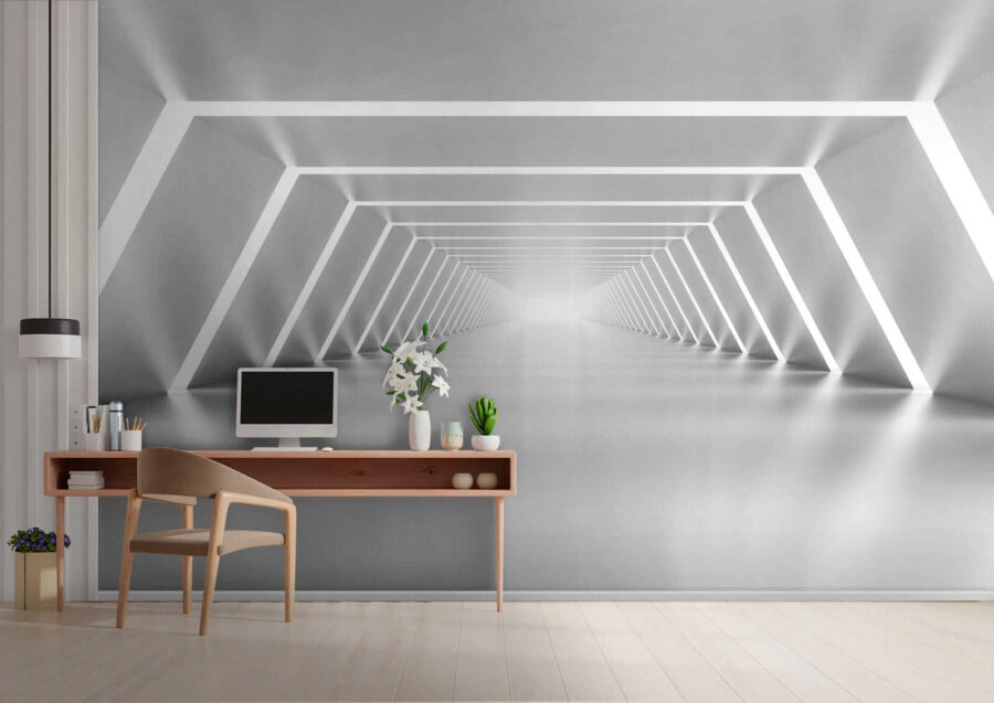 A white room with lights