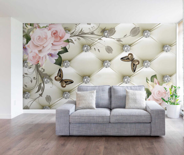 Wallpaper with flowers and butterflies Wallpaper with flowers and butterflies