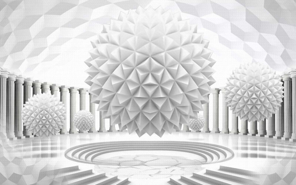 White sphere with columns and steps White sphere with columns and steps