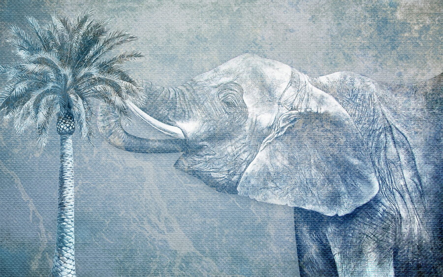 An elephant with palm tree