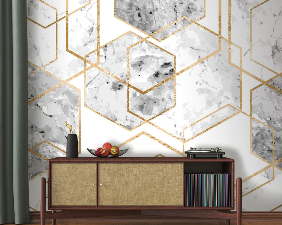 Elegant hexagonal marble pattern design