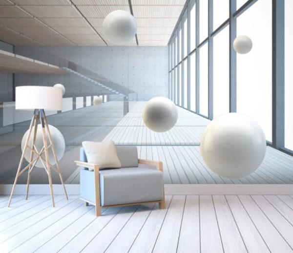 White balls floating in the air Wall murals White balls floating in the air